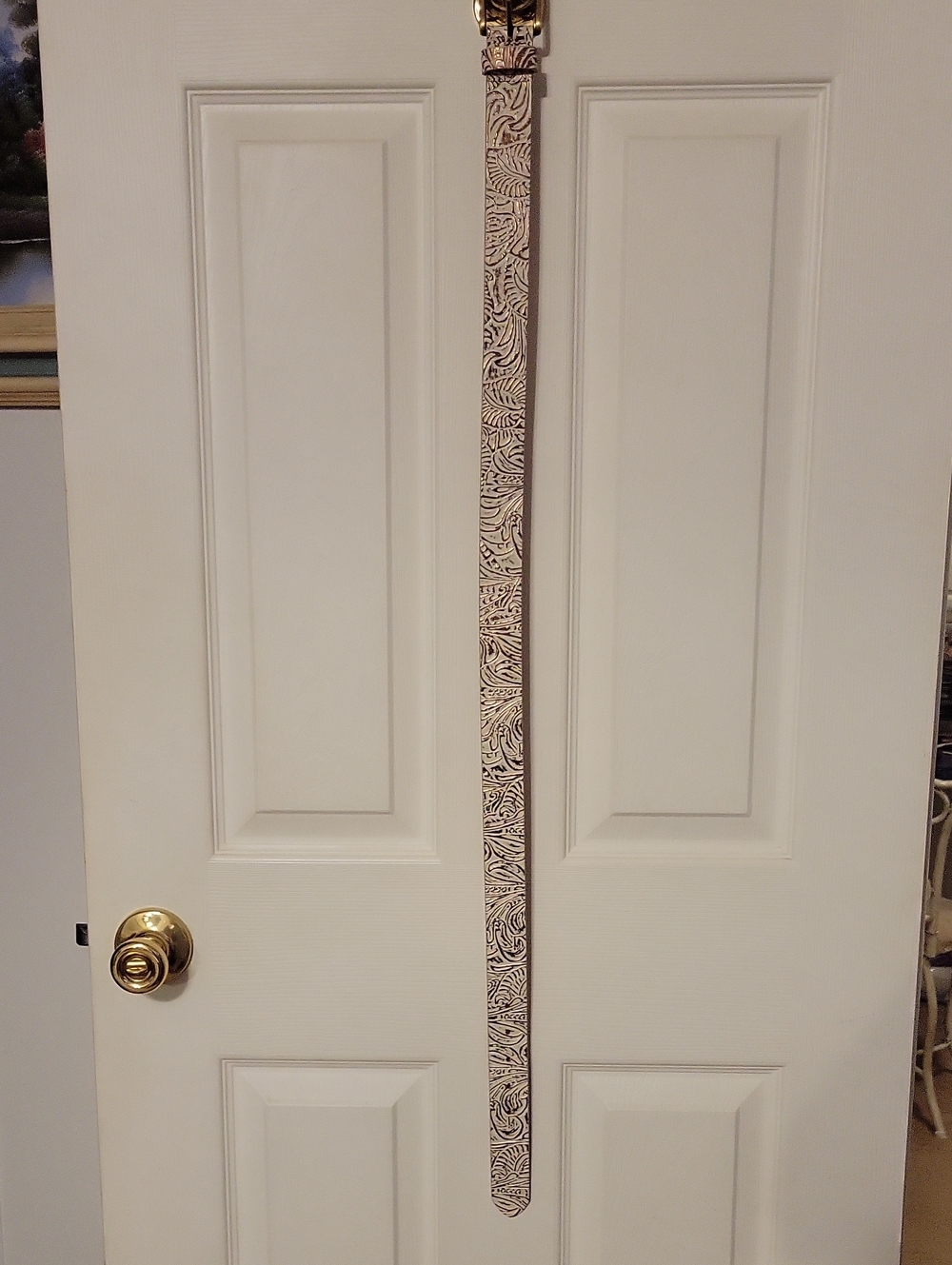 Patricia Nash White And Gold Tooled Belt